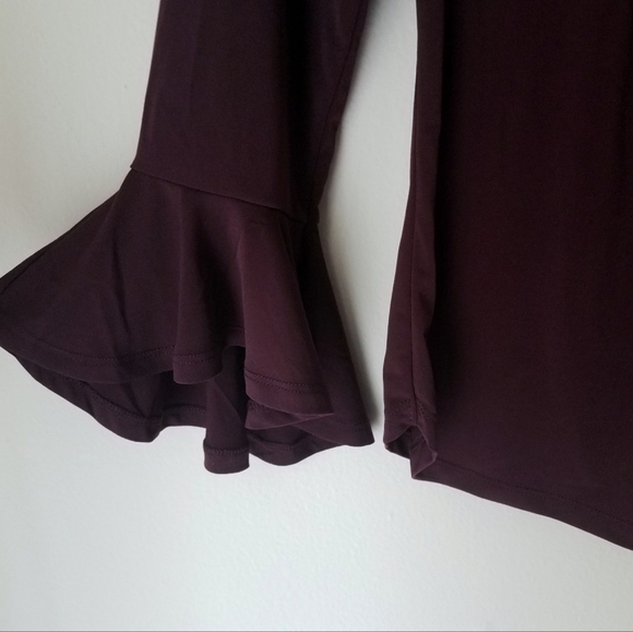 NY&C 7th Avenue Purple Bell Sleeve Keyhole Blouse Size Sm - Picture 5 of 9